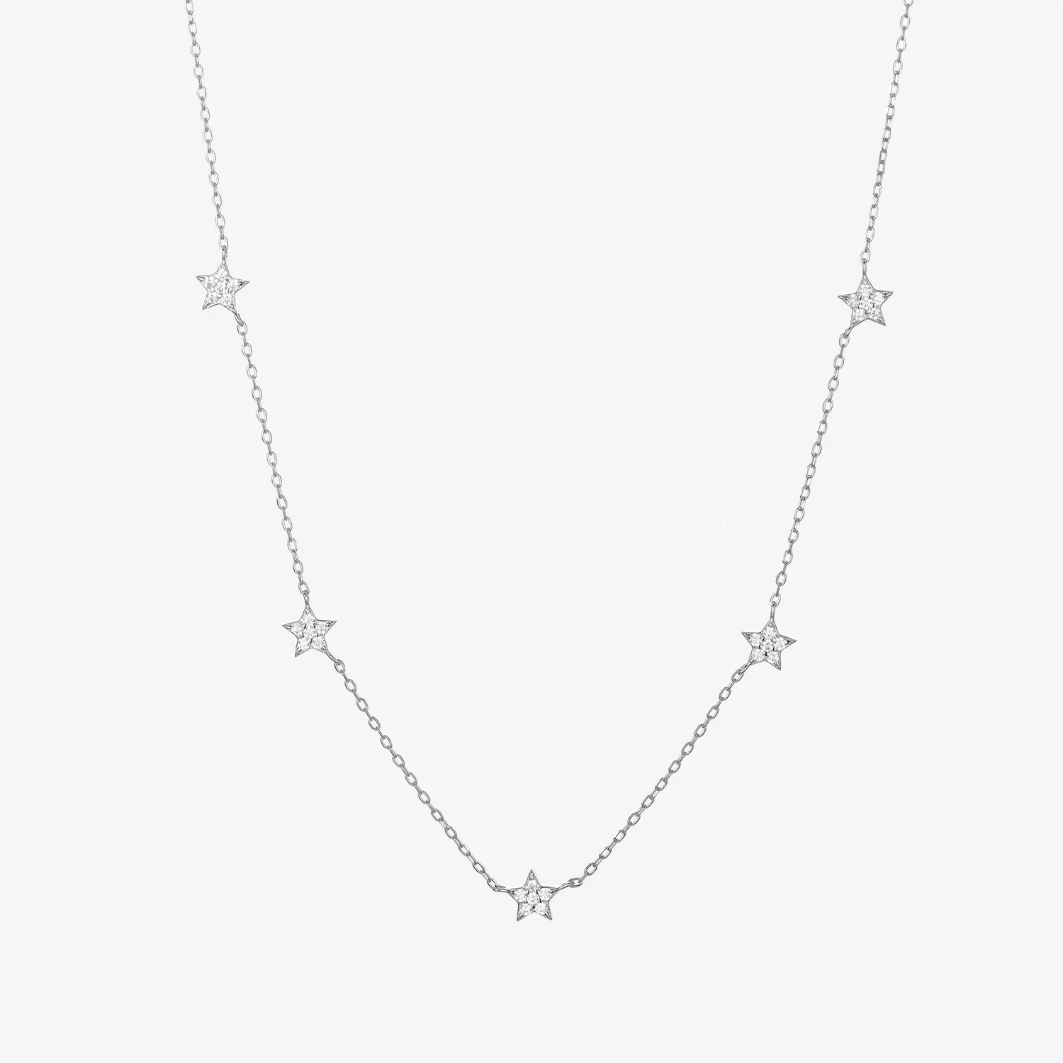 VEWANT 925 Sterling Silver Star CZ Ziron Pave Charm Beads Naszyjnik Długi łańcuszek Ślubna biżuteria Prezent — zdjęcie 2