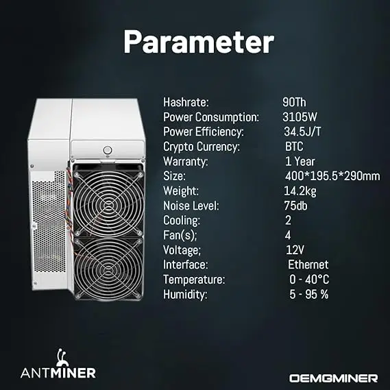 

NA BUY 4, получите 2 бесплатных новых биткоинов Antminer S19 Bitmain, 90T, 3105 Вт, включая PSU, Asic, майнинговое оборудование от OEMGMINER (90T)