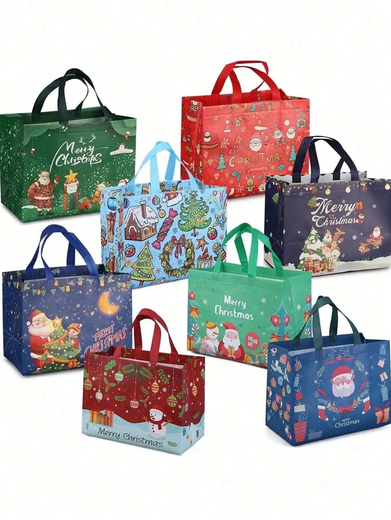 

WSXC 6PCS Extra Large Christmas Gift Bags 15''x13.7''x5.9'' Christmas Tote Bags With Handles Reusable Non-Woven Shopping Bag For New Year Xmas's Party Supplies Decorations