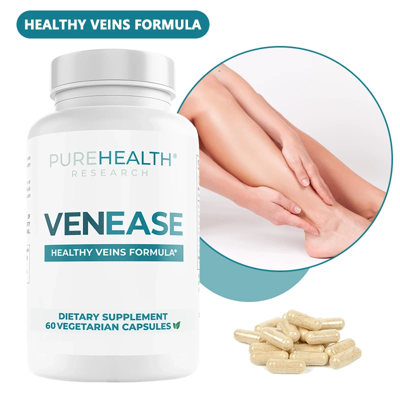 VenEase Vein Supplement - with Horse Chestnut Extract, Rutin & Bacopa Monnieri - 120 Capsules