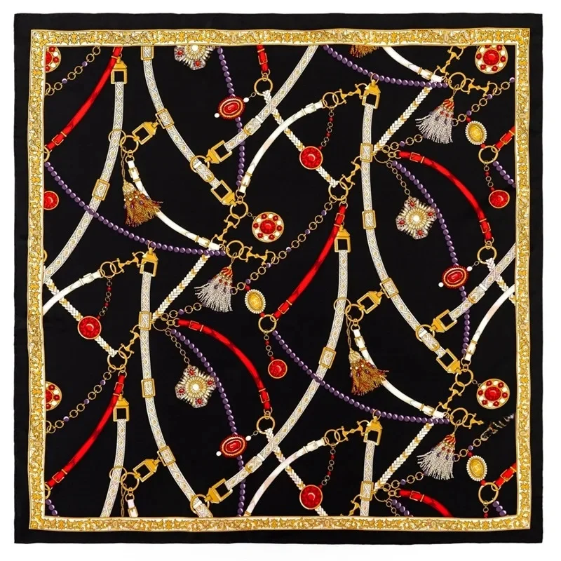 POBING-Foulard sergé roulé à la main pour femme, ceinture JOSquare, écharpes EcharhearFoulards, bandana rond, Lady Hijab, 90cm