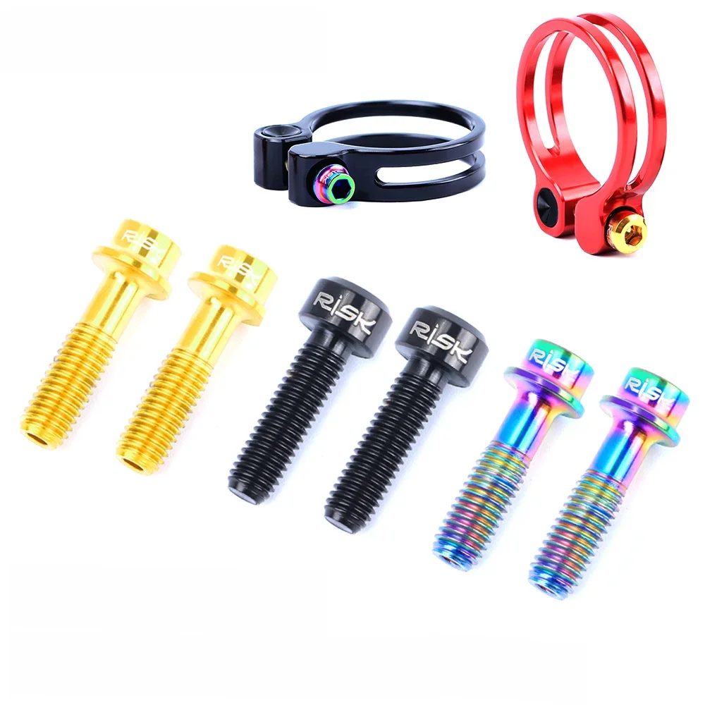 AliExpress RISK 2PCS M5x18mm Bicycle Seat Post Clamp Screws Titanium Ti MTB Road Bike Brake Lever Fixing Bolts Front Derailleur Clip Screws