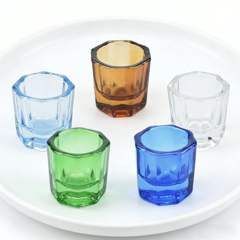 

Octagonal Glass Mixing Bowls for Dentistry and Nail Art Multi Use Powder Holder Cups for Dental Labs