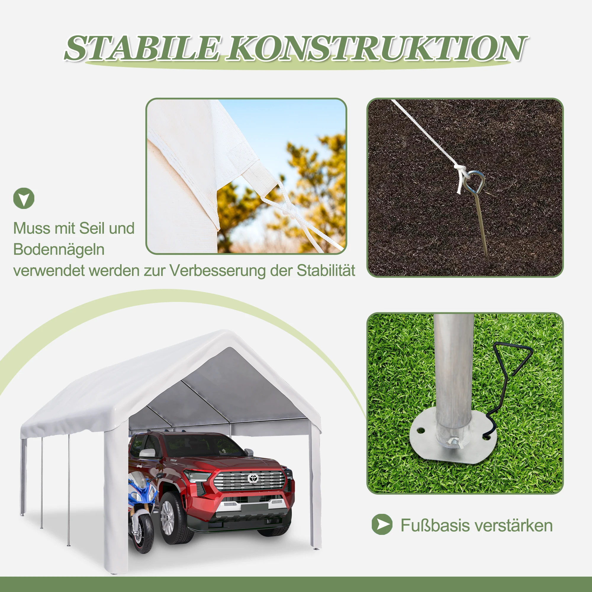 كاربورت شديد التحمل 3 × 6 م لجميع المواسم! مأوى جراج كبير جدًا للشاحنة/الأشعة فوق البنفسجية/القارب. جدران مقاومة للشتاء وقابلة للإزالة #6