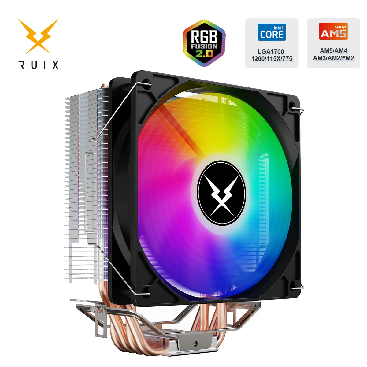Ruix X4000SE All Platform Compatiable CPU Cooler Cooling Fan 120mm 4 Pure Copper Heat Pipes Radiator Intel LGA 1700 AMD AM4 AM5