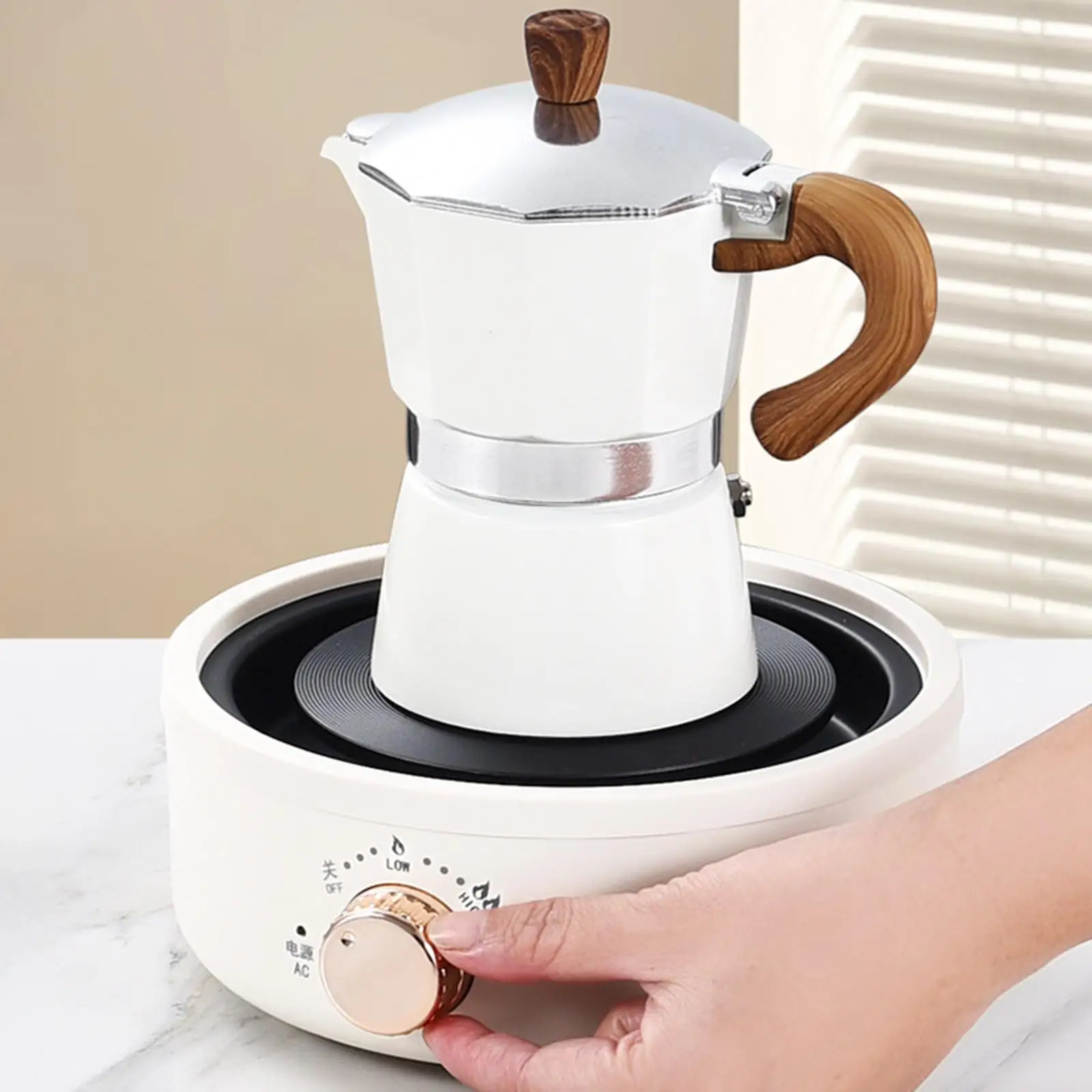 Stufa elettrica da appoggio Riscaldatore per caffè in ceramica portatile Mini piastra riscaldante per sala da tè Uffici per auto all'aperto Salotti da tè Spina americana