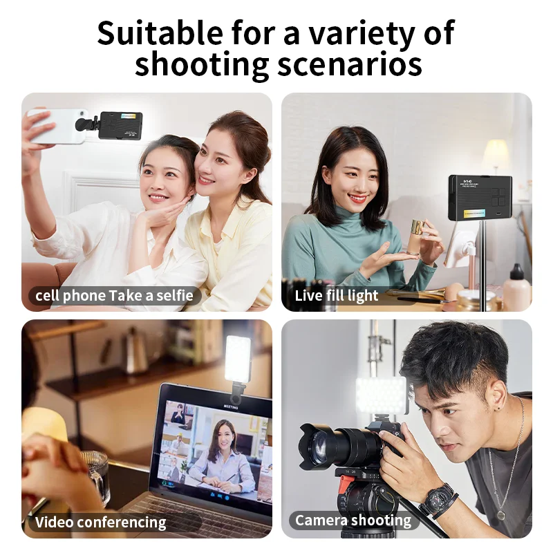 High-Quality LED Selfie Light, , 2000mAh Rechargeable Battery, CRI 85 +, Type-C Portable on Light for Phone/ Tablet/ Laptop