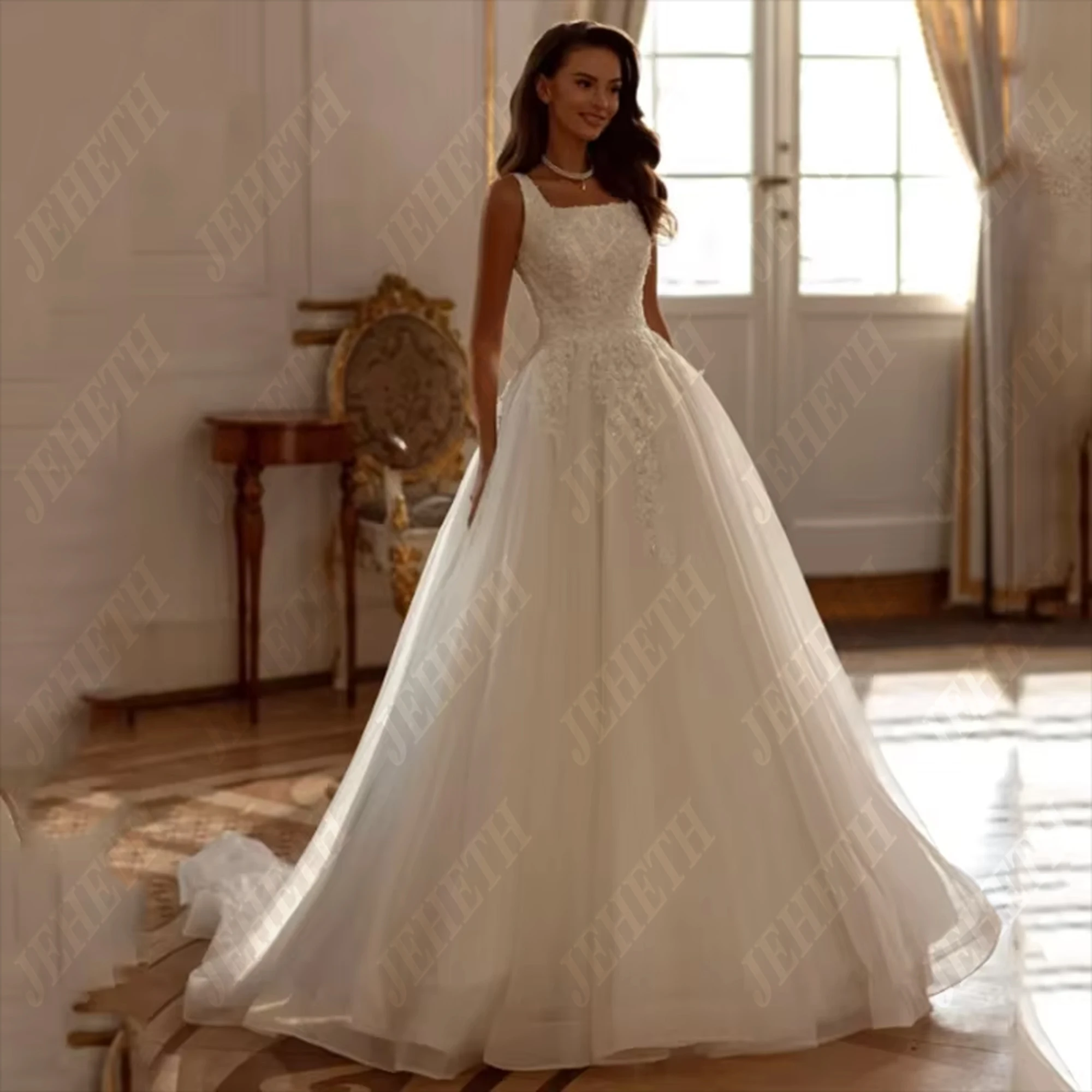 JEHETH-vestido de novia Sexy de corte en A,JEHETH Sexy A-línea encaje aplicados vestido de novia princesa cariño sin mangas vestidos de novia sin espalda vestido de novia personalizado 2025