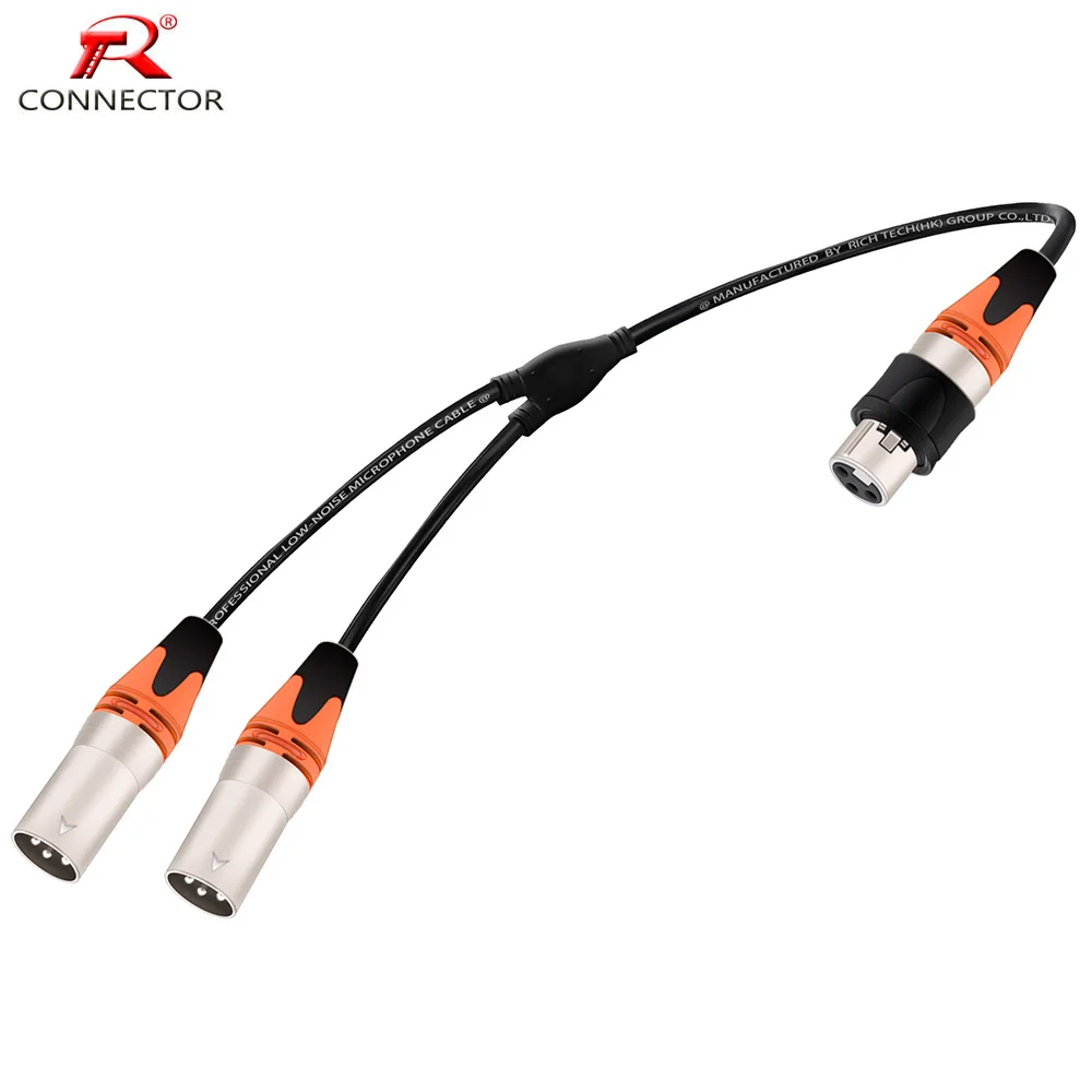 Audio Extension Shielded Cable Waterproof XLR Female Jack to Dual Male Y-Splitter 3Pin Balanced MIC for Amplifier Speaker Mixer