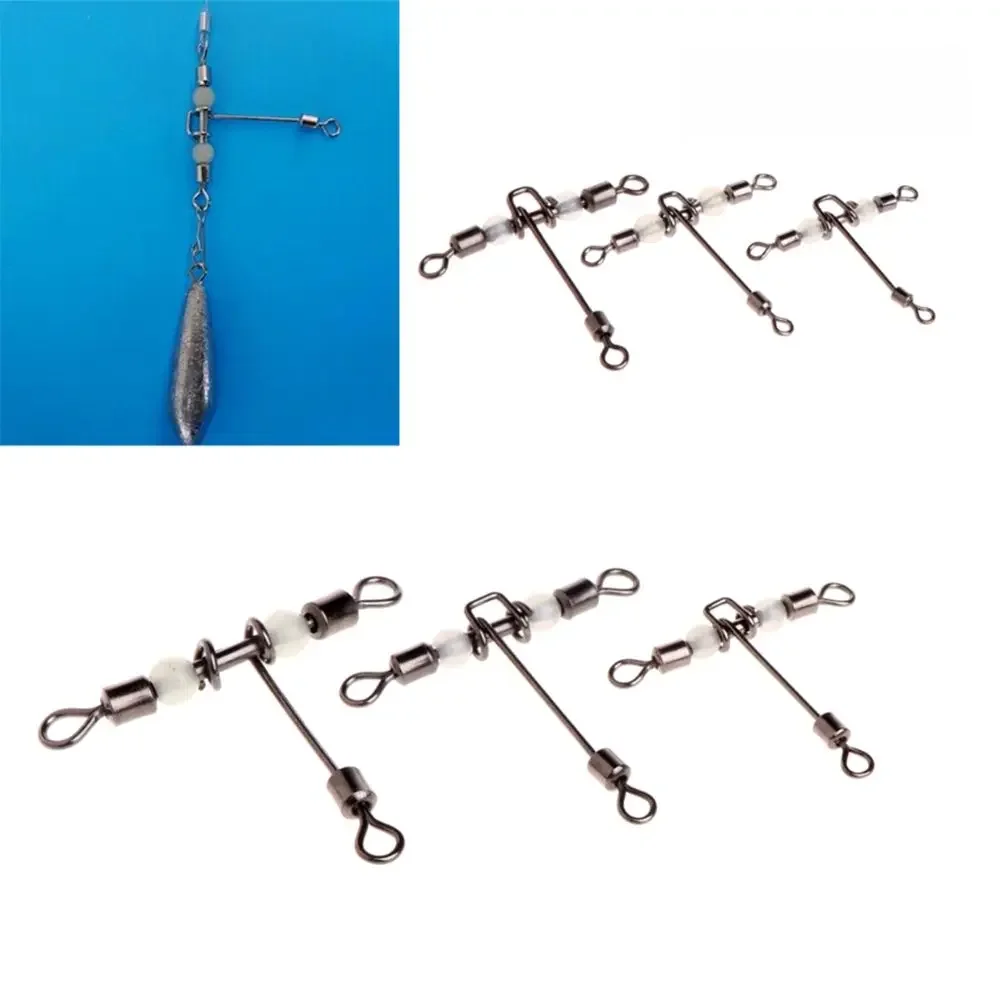 Lot de 5 séparateurs chauds Trident en laiton, pivot roulant avec perle, connecteur à 3 voies, pivot de pêche lumineux en forme de T