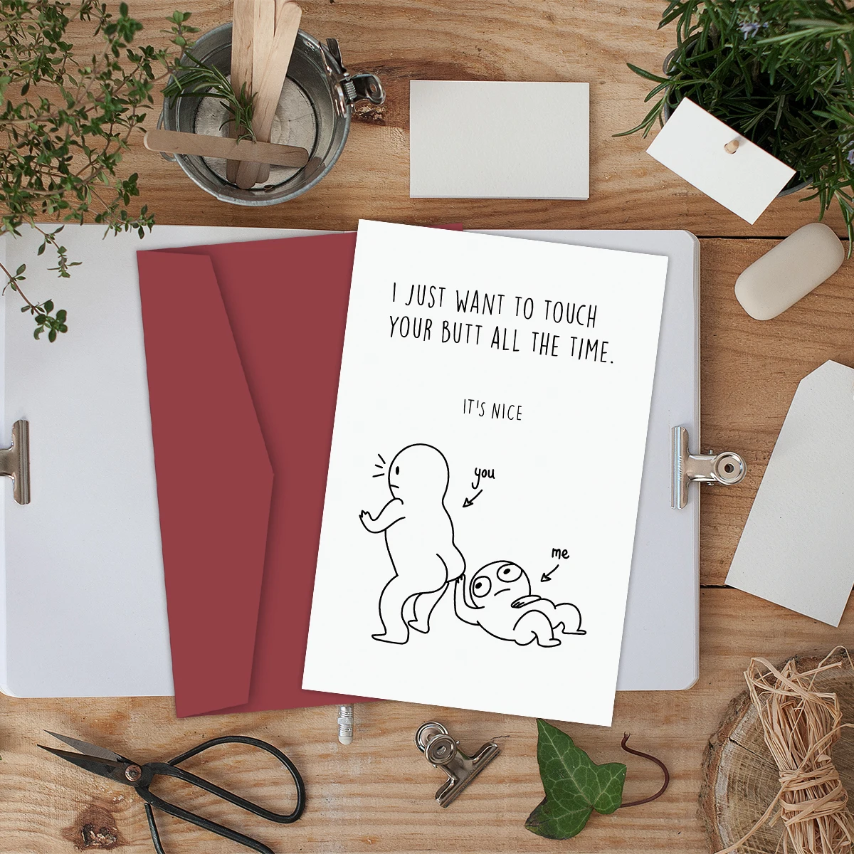 1PC Funny Birthday Card for Him Her Naughty Touch Butt Love Card BF GF for Husband or Wife Cheeky Anniversary Card for Couple