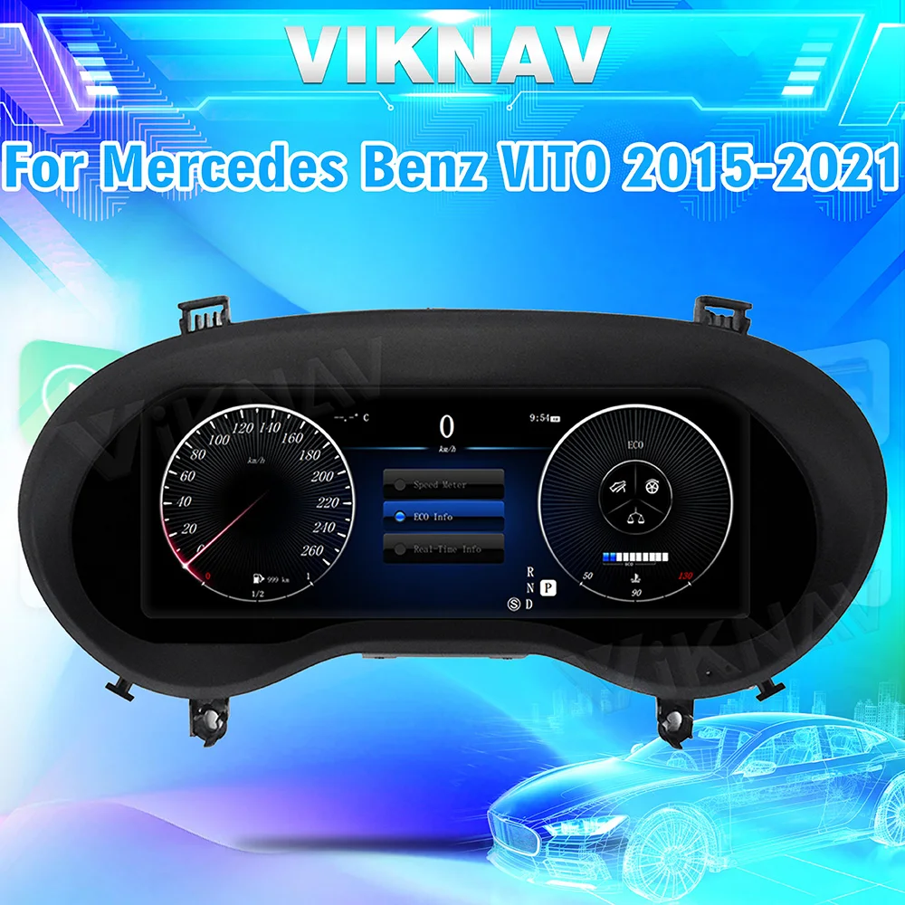 Viknav Digital Cluster Car Speed Meter For Mercedes Benz VITO 2015-2021 Linux System Car Cluster Screen Instrument Replacement