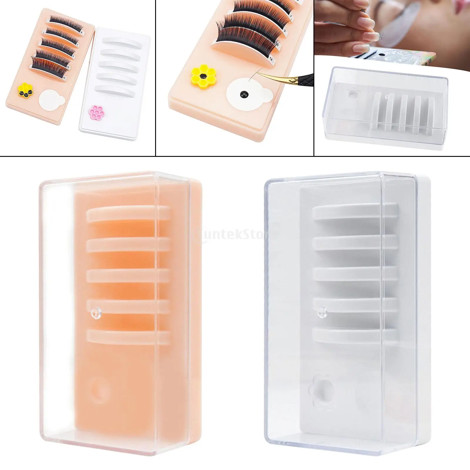 Palete de enxerto de cílios acrílico com capa profissional resistente para iniciantes recipiente de exibição de maquiagem transparente para cílios falsos