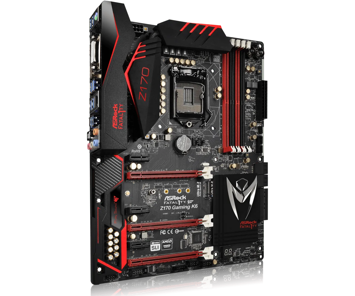 Imagem -03 - Placa-mãe Gaming k6 Lga 1151 Intel Z170 Suporte Core I57400 7100 6500 6300 G4520 7700 Cpu Ddr4 64gb Asrock-fatal1ty