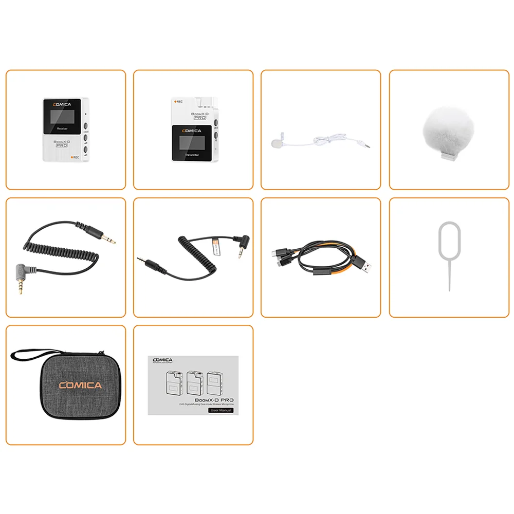 COMICA BoomX-D PRO Wireless Microphone For Canon Nikon Sony Fujifilm Camera Smartphone PC, 2.4G Wireless Lapel Mic For Audio