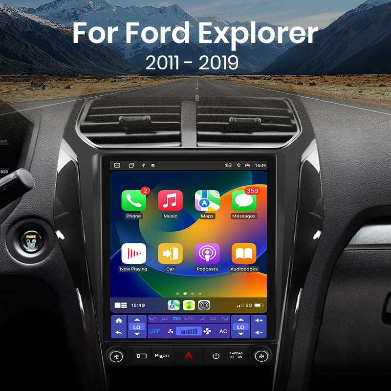 Junsun Android Head Unit Car Radio with GPS Navigation DSP for Ford Explorer 2011-2019, 9.7 Inch 12.1 Inch Touch Screen Car Stereo with Wireless CarPlay DSP Bluetooth GPS Navigation Multimedia Player