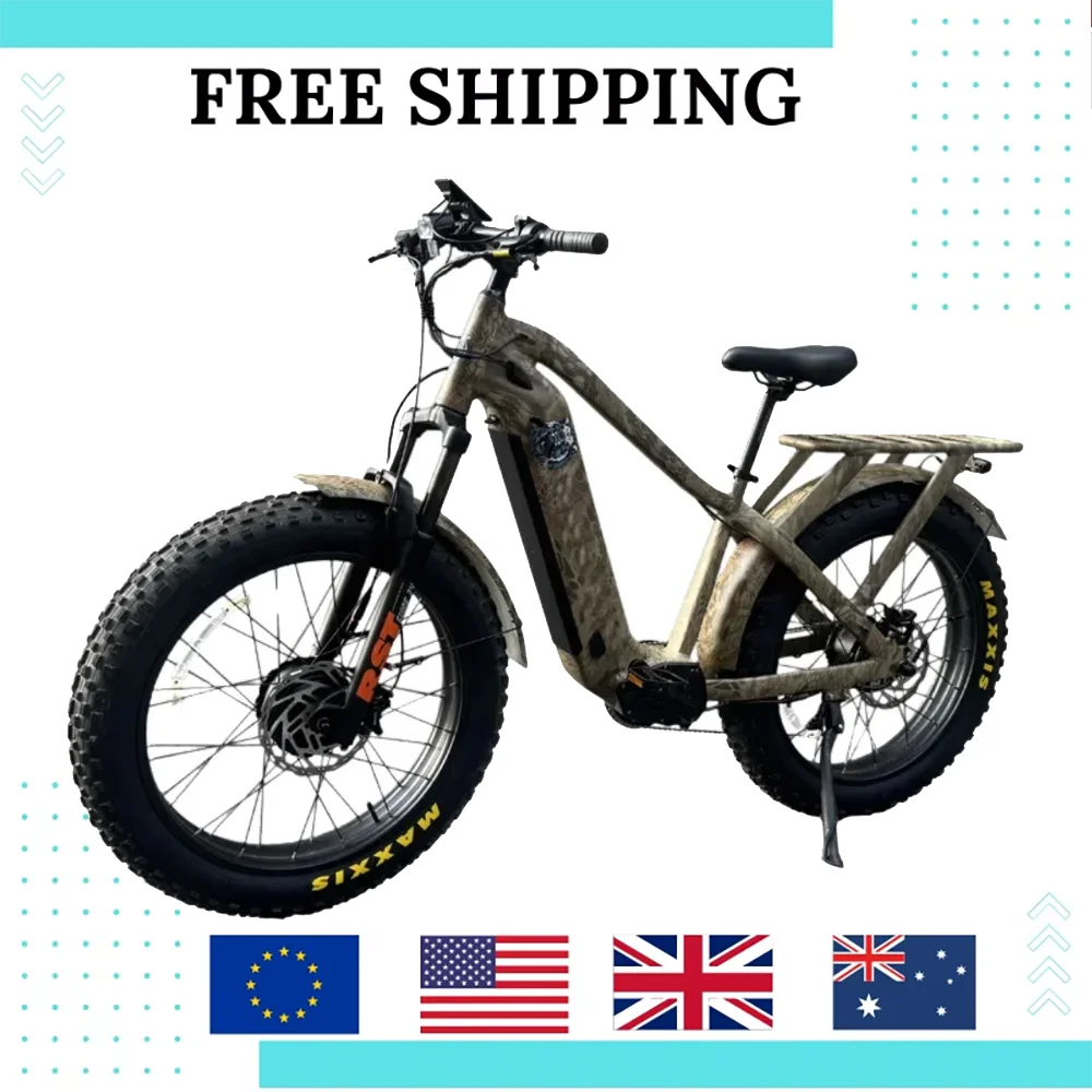 

Электрический дорожный велосипед с камуфляжной рамой и толстыми шинами, 1000 Вт/1500 Вт, электрический велосипед, трехколесный велосипед, 750 Вт, охотничий электронный велосипед