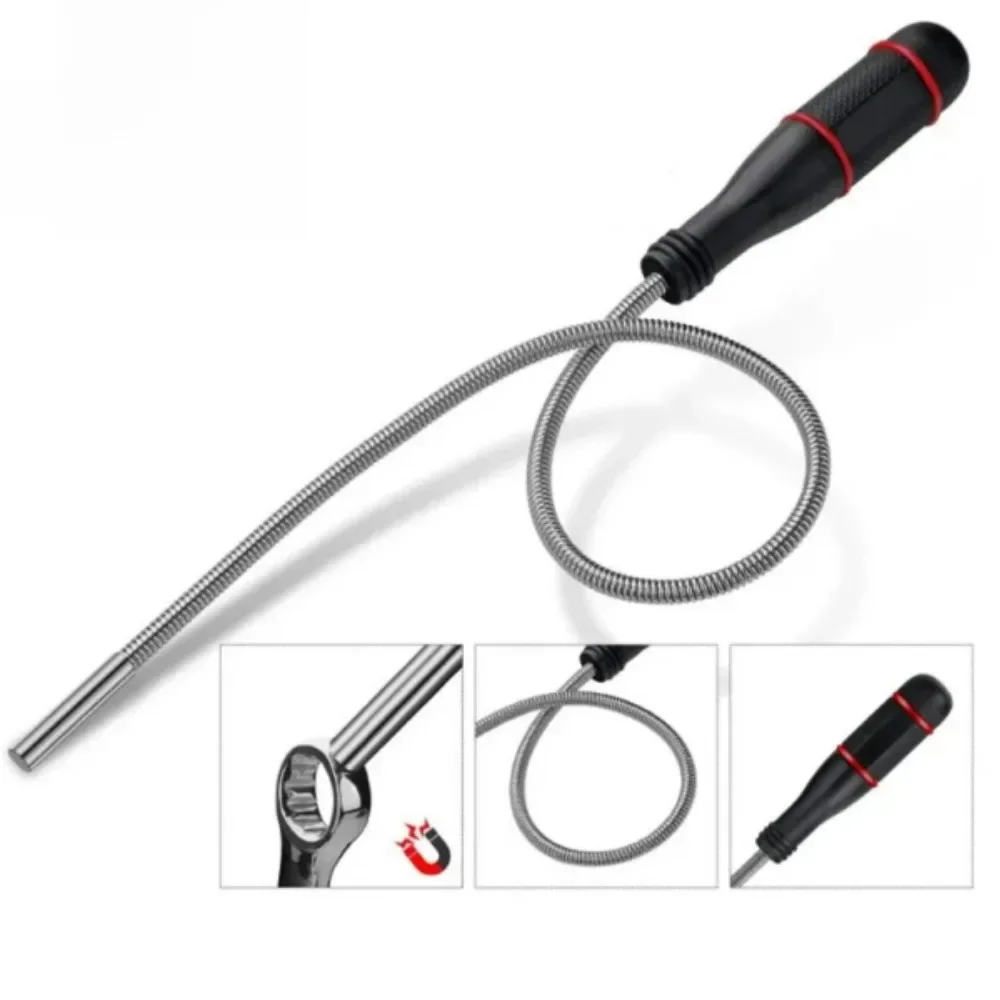 Ferramenta de captação magnética forte dobrável, Metal flexível Pick Up Tool, Barra de sucção, Grip
