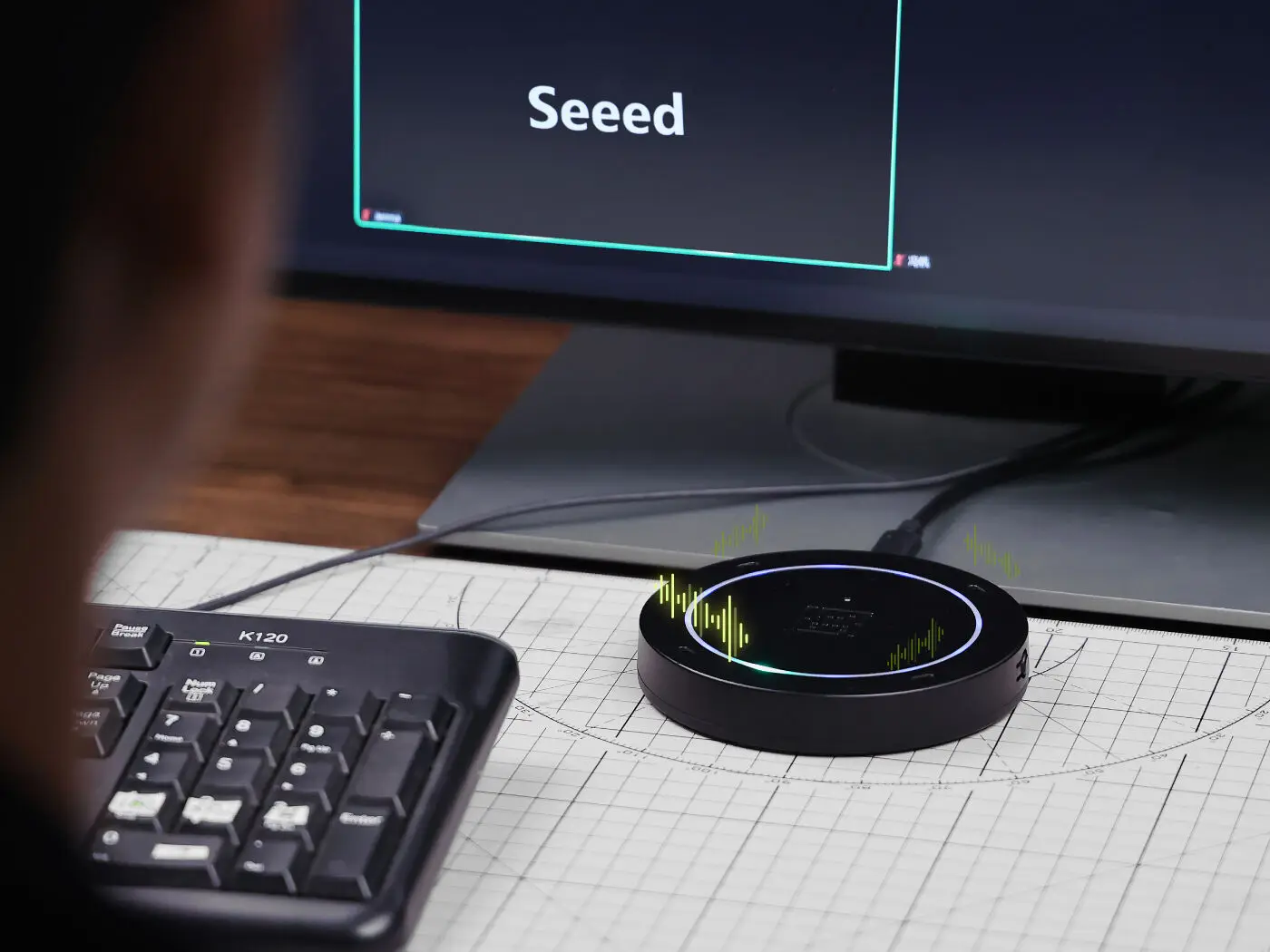ReSpeaker XMOS XVF3800 KI-gesteuertes 4-Mikrofon-Array ESP32S3 Mikrofon AEC Besprechungsraum 5m 360° ° Fernfeld-Sprachaufnahme Wi-Fi Bluetooth