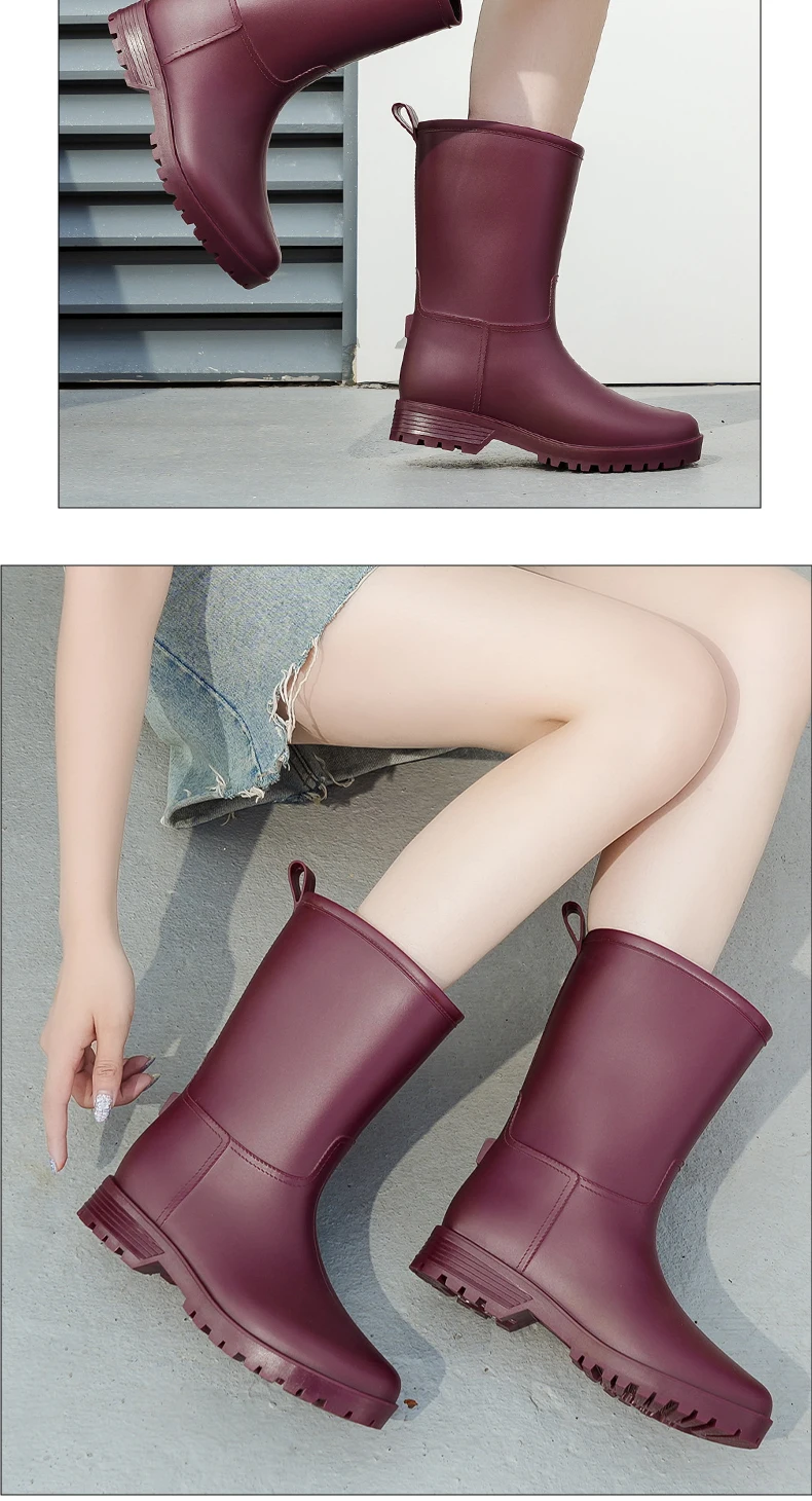 Damen-Regenstiefel mit Leopardenmuster, die bis zur Mitte der Wade reichen und rutschfest sind, einteilige, wasserdichte Gummistiefel aus PVC für den Außenbereich, Wasserschuhe zum Angeln, Regenstiefel für Gartenarbeiten, Wasserschuhe für den Garten. – Detail 19