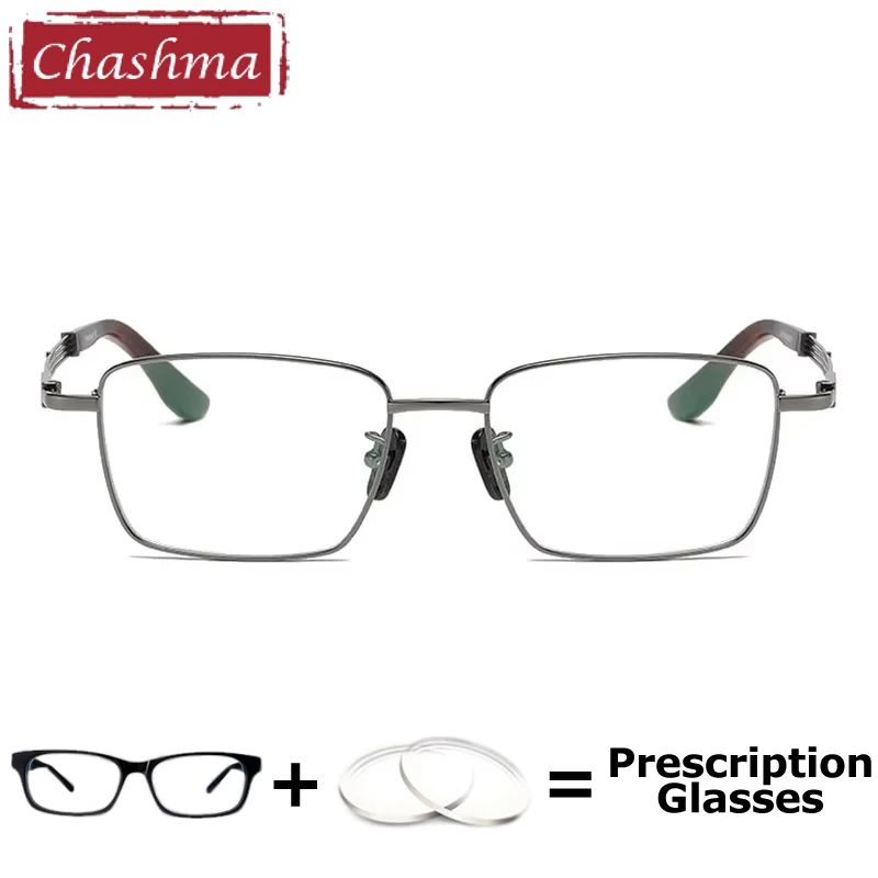 

Chashma Men Retro Top Quality Pure Titanium Prescription Glasses Spectacles Lightweight Eyeglasses Ox Horn Temple 148 mm Eyewear