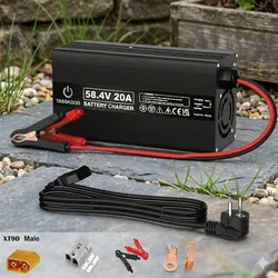 48V/58.4V 20A LiFePO4 Lithium Battery Smart Charger for 16S 48V Lithium Iron Phosphate Automotive Car RV Lawn Mower Golf Cart