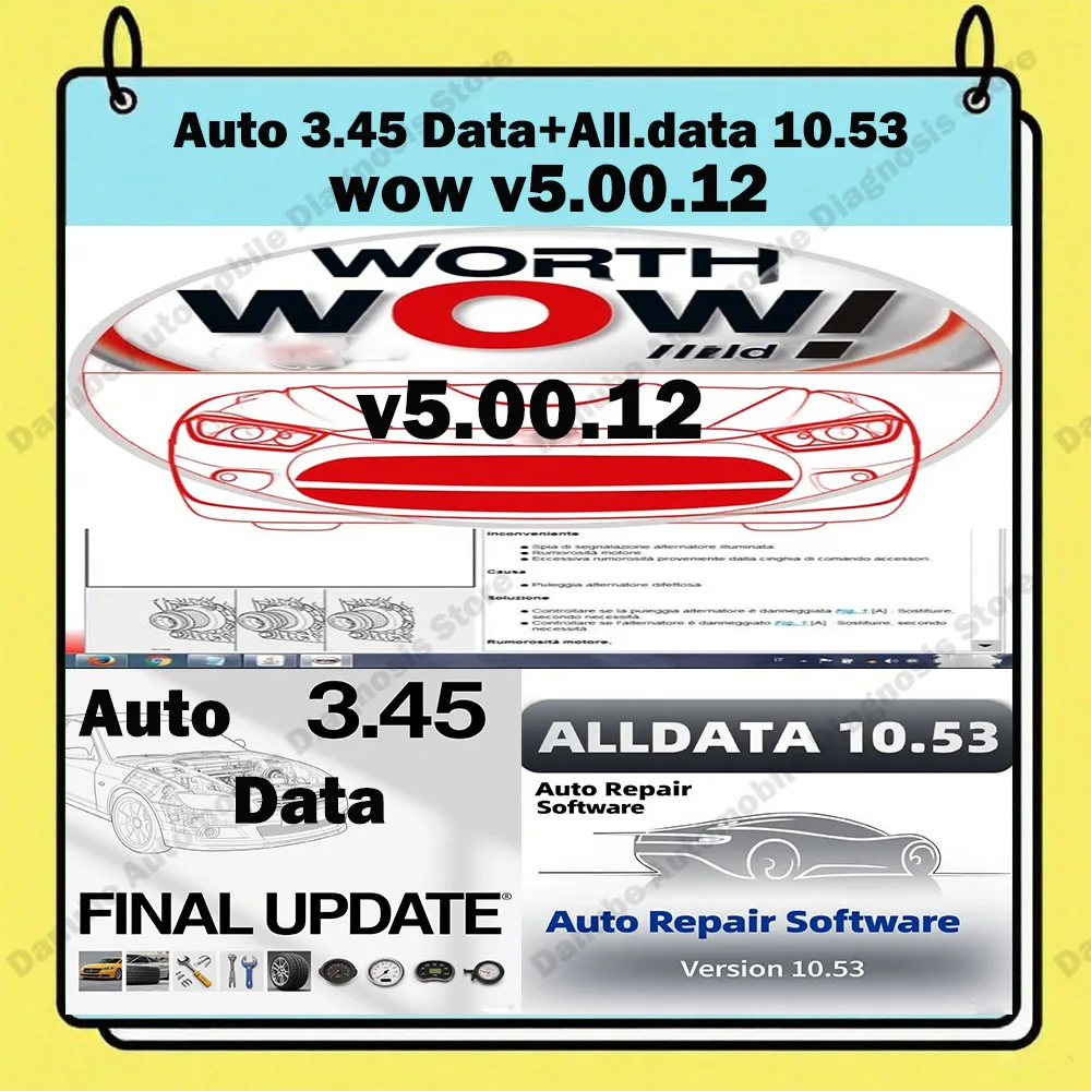 

Alldata 10.53 Software + W-ur-th wow v5.00.12 with Keygen+ Autodata 3.45 auto repair software Virtual system update to 2014 year