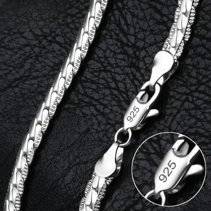 DOTEFFIL 925 Sterling Silber 6 mm Seitenkette 16/18/20/22/24 Zoll Halskette für Damen Herren Mode Hochzeit Verlobung Schmuck Geschenke