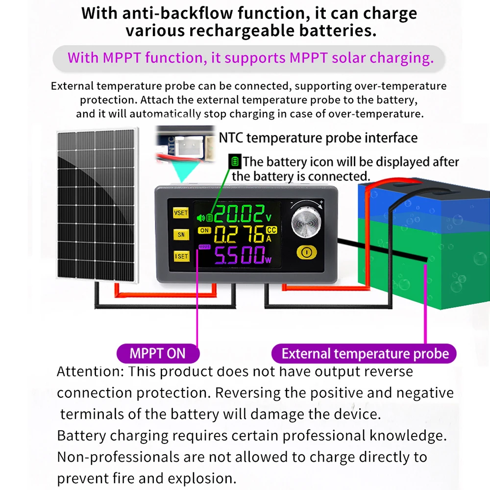 60/120/150W Buck Boost Converter Adjustable Regulated Power Supply Input Constant Voltage Constant Current Solar Charging Module view 6