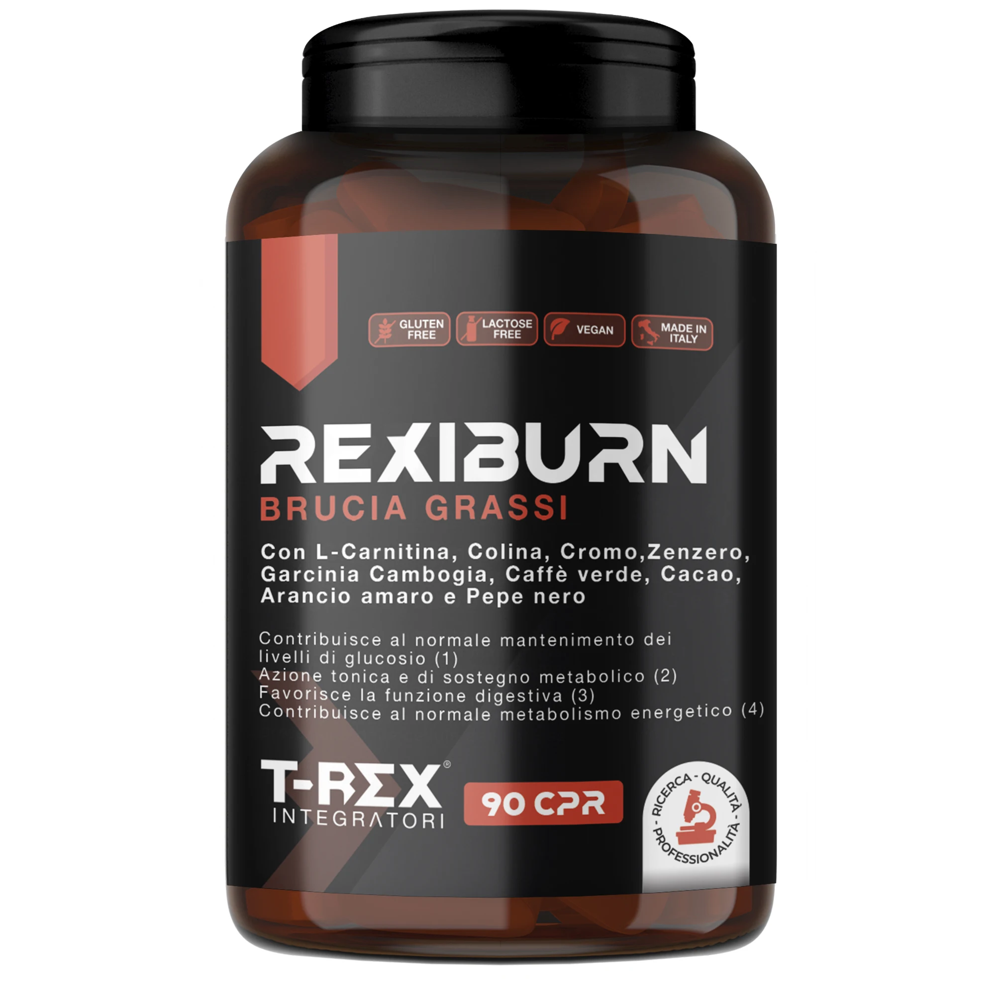 REXIBURN Potente Quemador de Grasa Natural. Efecto adelgazante, termogénico y supresor del apetito |   Formulado con L-Carnitina, Jengibre, Piperina, Glucomanano, Garcinia Cambogia y Café Verde |   90 tabletas