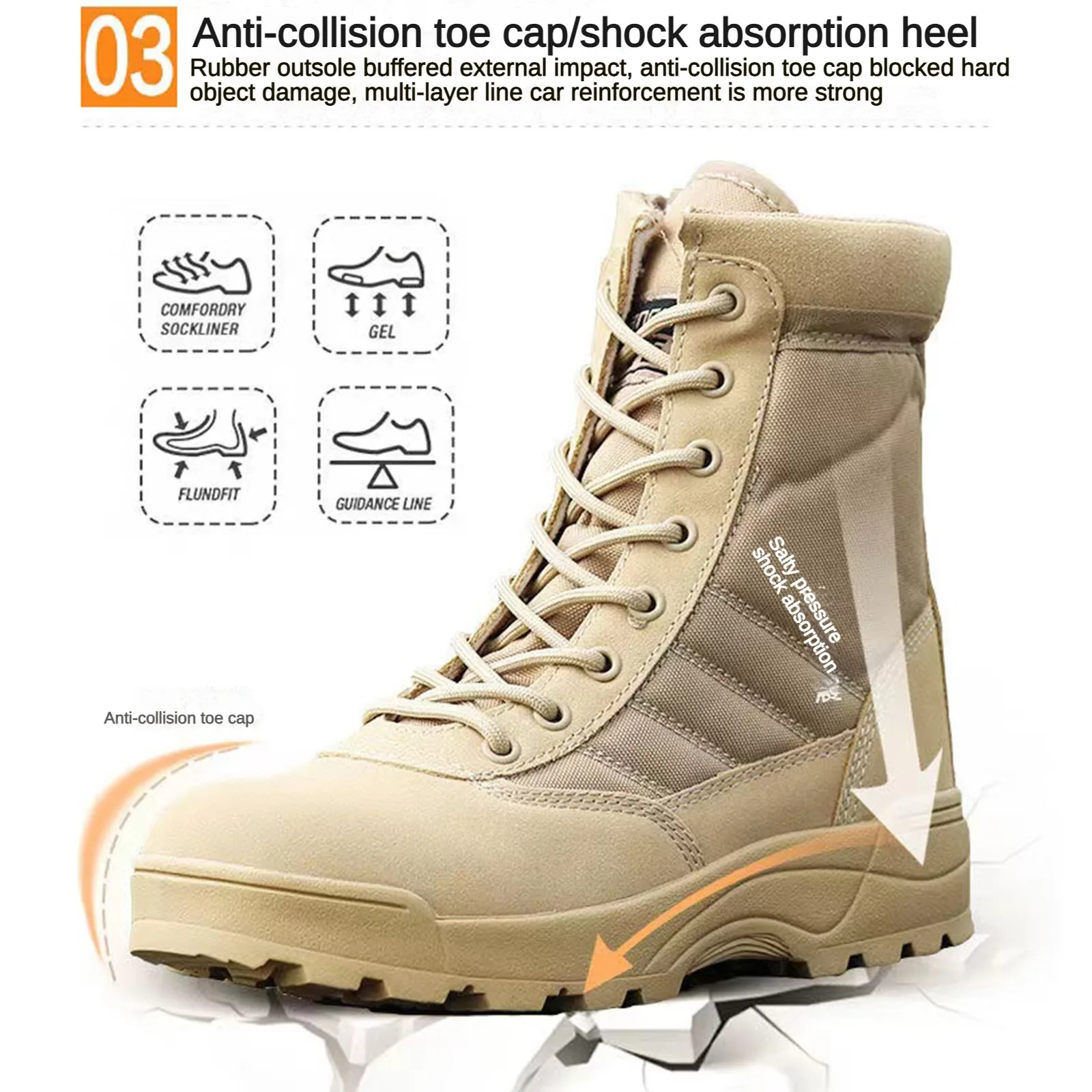 High-Performance Tactical Boots for Men Black Waterproof Outdoor Hiking Boots Anti-Slip Military Boots