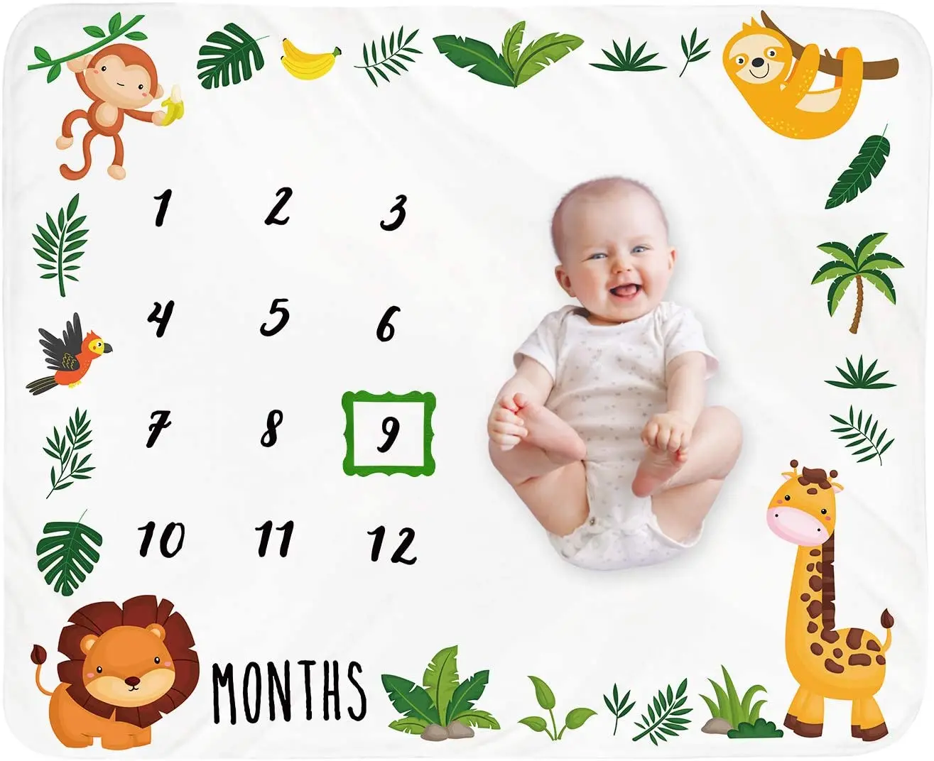 Baby Monthly Milestone Blanket Woodland Newborn Personalized Shower Gift Animals Nursery Decor Photography Background Prop