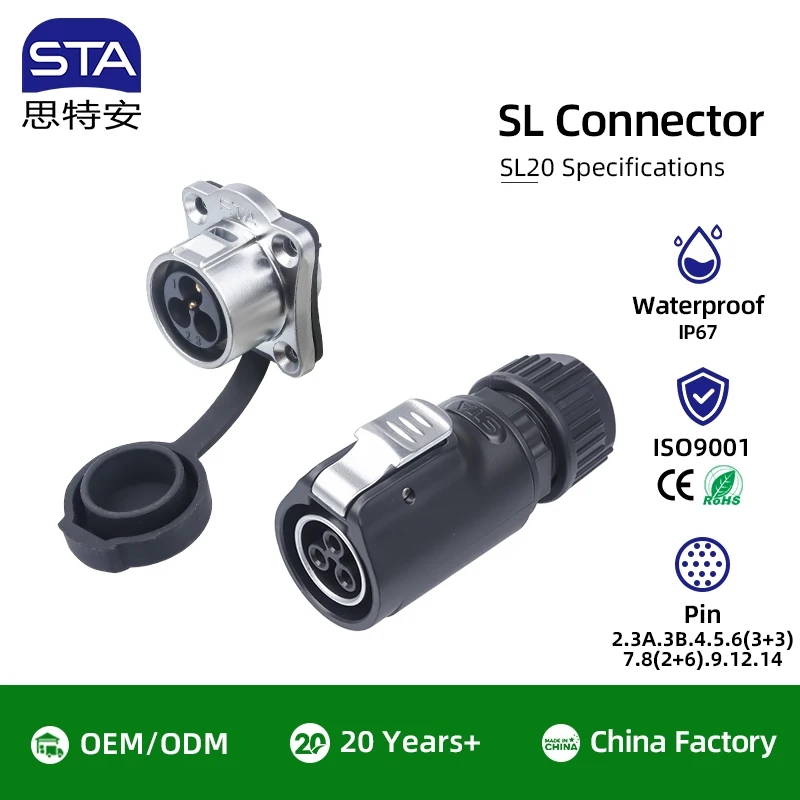 LP20 Waterproof Connector Solder Male Female Aviation Plug Mating Panel Mount Square Socket 2 3 4 5 6 7 8 9 12 14 Pin