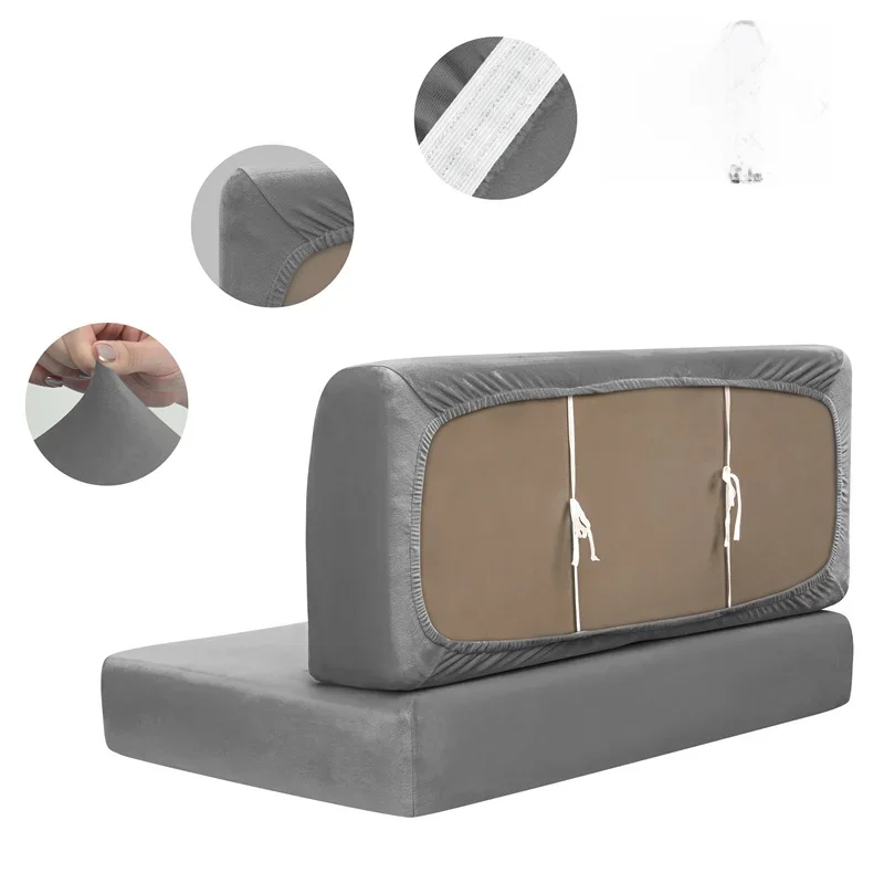 2 stks/set Stretch Fluwelen Bankbank Cover RV Dinette Kussenhoezen Zachte Sofa Rugleuning Cover voor RV Camper Auto Decor - afbeelding 2