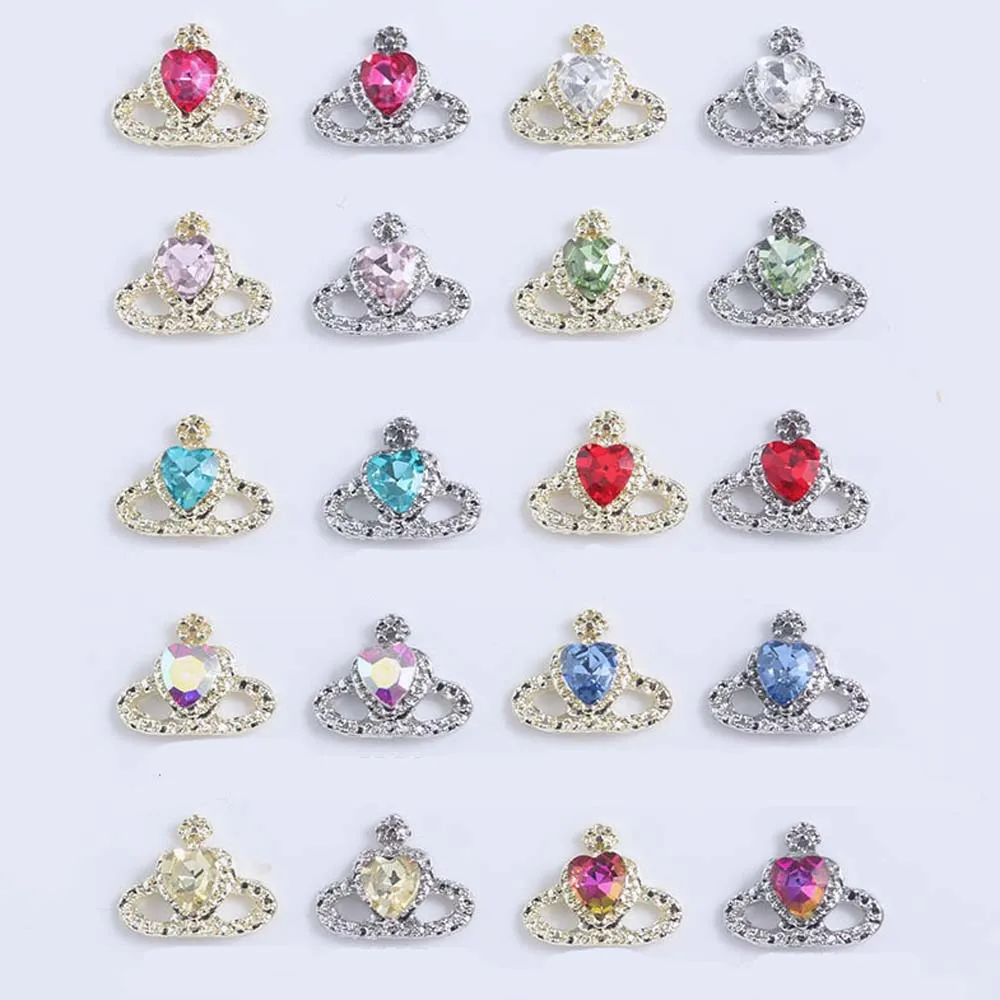 10pcs Luxury Nail Art Alloy Planet Gemstone Rhinestone Nails Shiny Multicolor Planet Cross Nail Charms DIY Nails Art Decoration