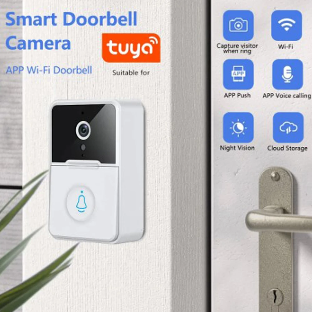 Tuya WiFi Video Doorbell Wireless HD Camera PIR Motion Detection IR Alarm Security Home Smart Door WiFi Doorbell