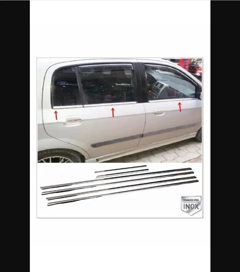 

For Hyundai Getz Chrome Window Trim 6 Pcs. 2002 To 2011-Chromium Styling Spoiler Side Skirts Diffuser Bumper Front Lip Extension