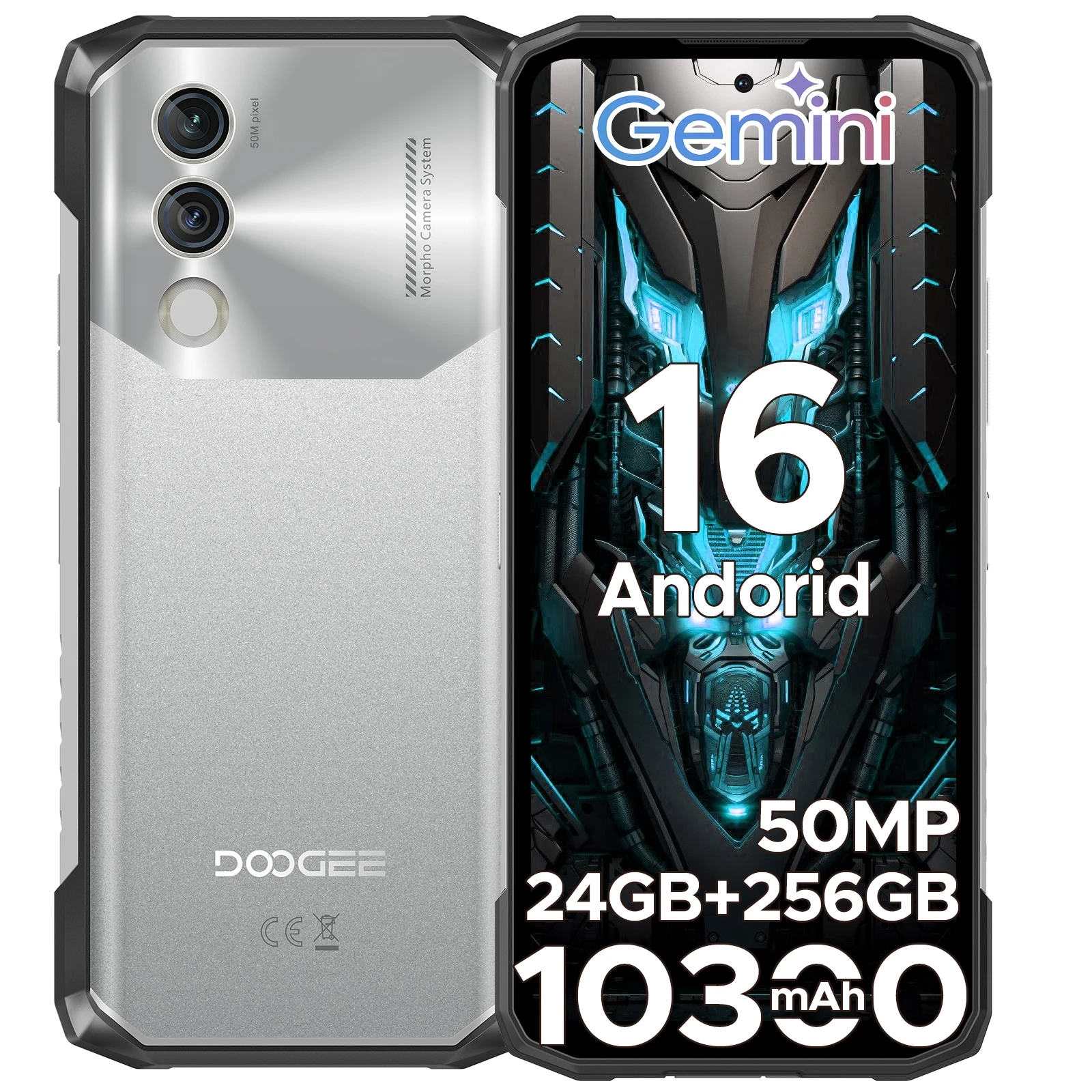 DOOGEE Blade10 Power Rugged Smartphone Unlocked 24GB+256GB/2TB Android 16 with 10300mAh Rugged Phone 6.6''HD+90Hz 50MP Camera
