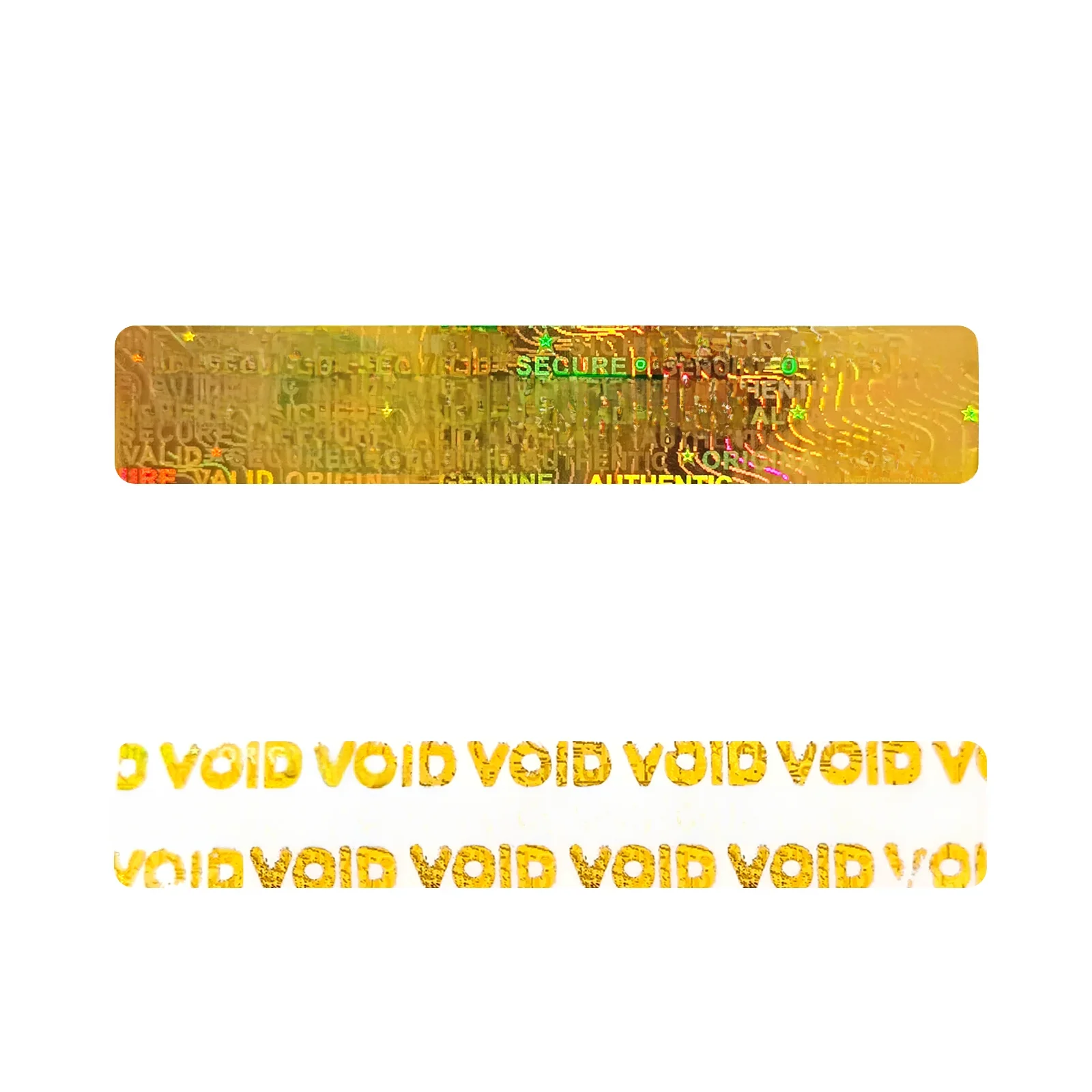 Holograficzne etykiety anulujące gwarancję, naklejka zabezpieczająca przed manipulacją, oryginalna autentyczna plomba zabezpieczająca, 5x1 m z numerem seryjnym, złota — zdjęcie produktu 7