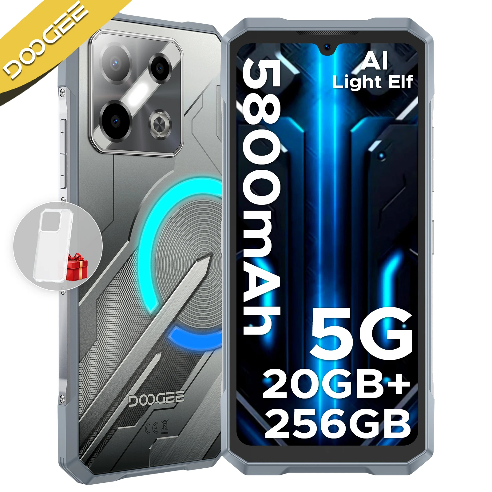 DOOGEE Blade GT Pro Rugged Phone 6.72''FHD+120Hz LED Light Effect 32GB(12+20)+512GB 5800mAh Battery Android 14 NFC Cellphone