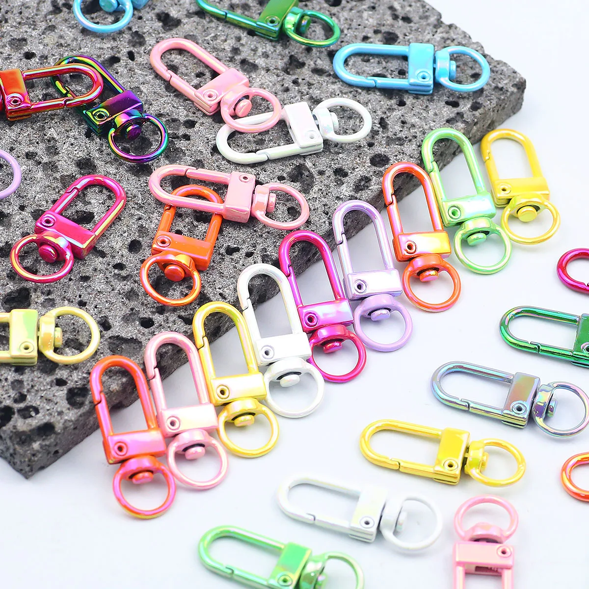 

12×34mm Mixed Color AB Colorful Spring Buckle Lobster Buckle Keychains For Jewelry Making Chain Keychain DIY Accessories 3~20pcs