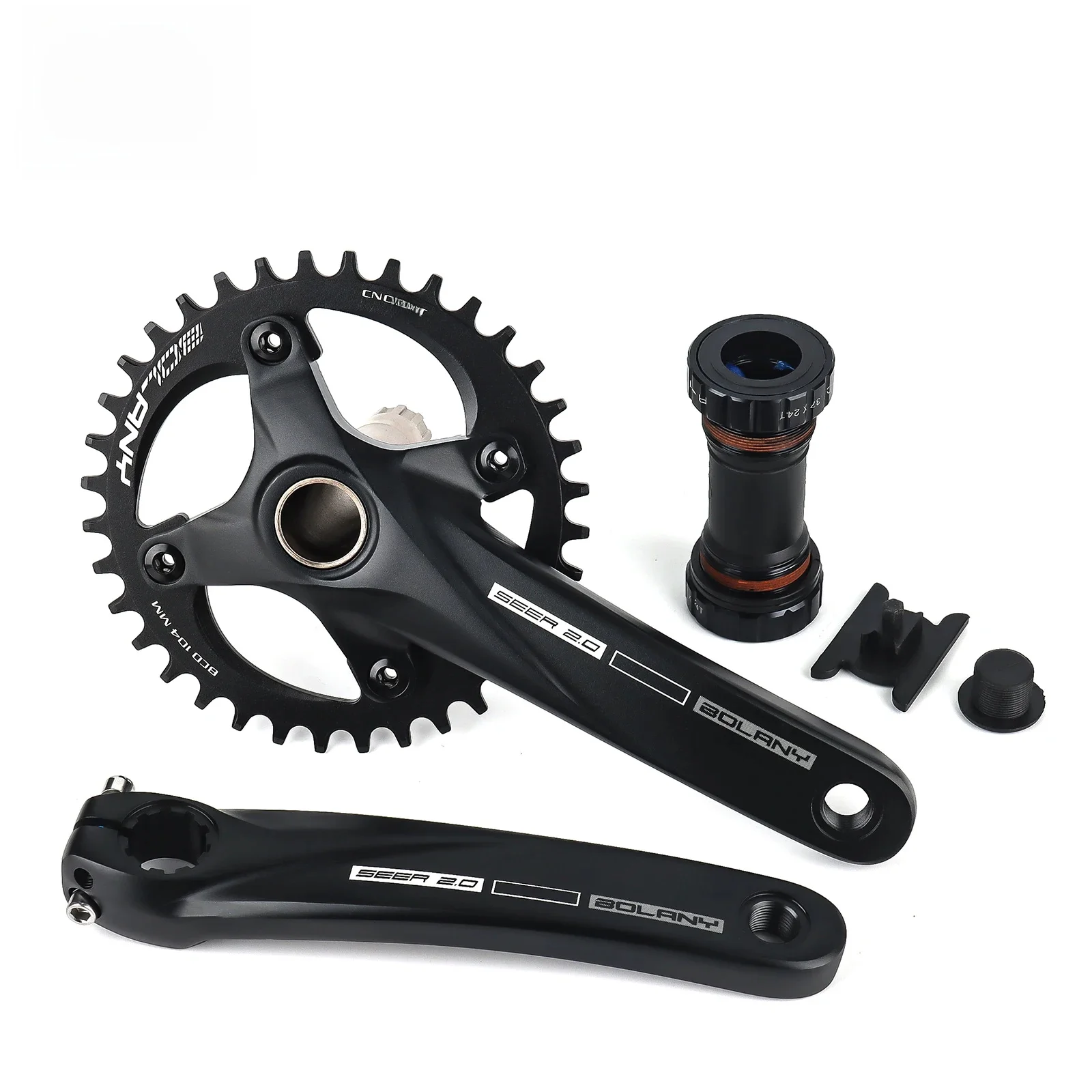 AliExpress BOLANY Bicycle Crankset 170mm 104BCD Mountain Bike Double Disc Crank with Bottom Bracket 34T 36T 38T Aluminum Alloy Bike Cranks
