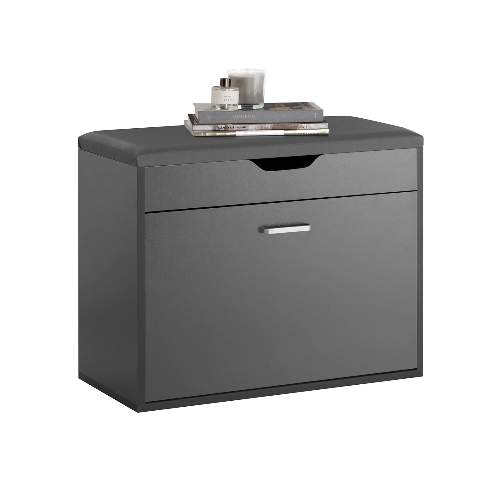 SoBuy FSR95 Panca per scarpe con cuscino del sedile scarpiera scarpiere con 1 cassettiera con sedile con patta BHT ca. 60x50x30 cm