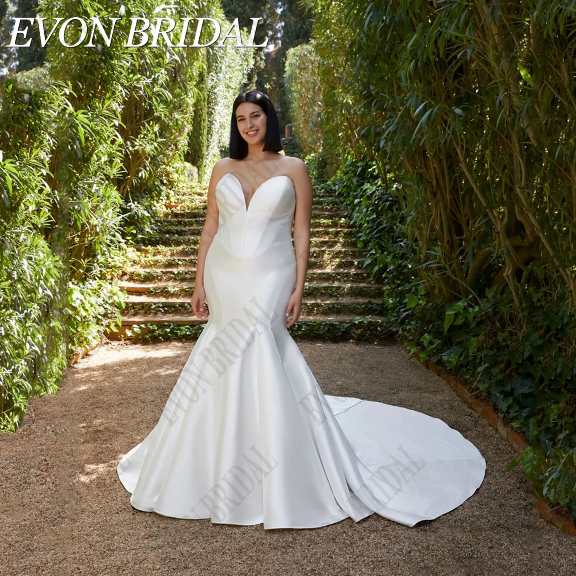 

EVON BRIDAL Plus Size Simple Atmospheric Wedding Dress Backless Mermaid Vestidos Novia Sweetheart Boda Bride Gowns Custom Made