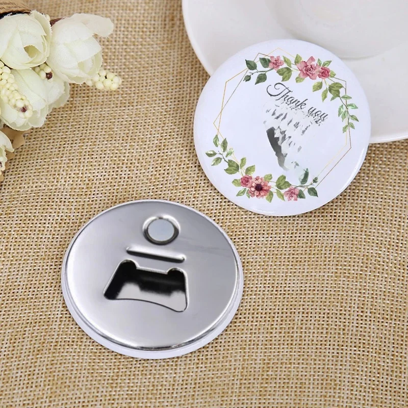 Personalizowane magnesy otwieracze do butelek na wesele, pamiątki ślubne dla gości, magnesy na lodówkę z własnym nadrukiem, upominki na przyjęcie. — zdjęcie 2