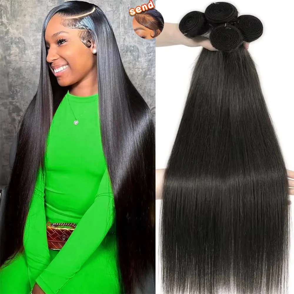 

14A Прямые пучки человеческих волос 34 36 38 дюймов Бразильские девственные волосы Натуральный цвет 1 3 4 шт. Необработанные пучки человеческих волос Наращивание