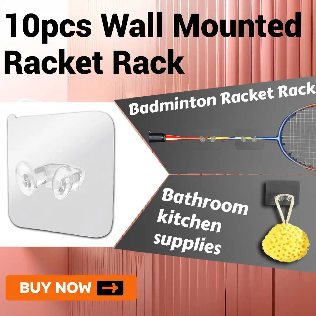 

10Pcs Wall Mounted Racket Rack waterproof Traceless Hook Universal Tool Hook for Home Farmhouse Dorm Living Room Apartment