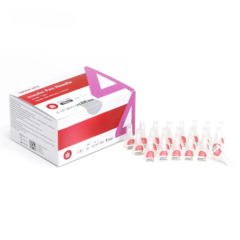 100 stks/doos Insuline Pen Naald, Sinocare 32G 4MM Pijnloos Naald Bloedglucose Accessoires voor Diabetische, ooglid Tool Tattoo Naald - afbeelding 2