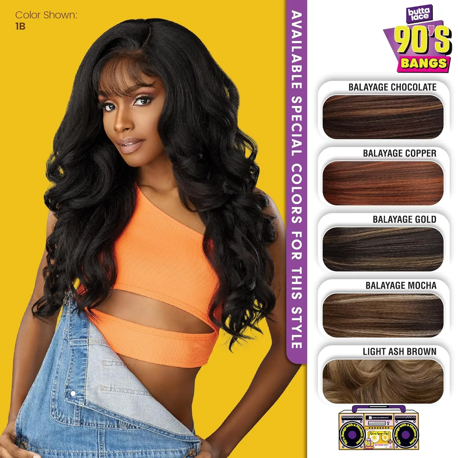 Sensationnel HD Lace Front Synthetic Wig Butta Lace Glueless 90'S Bangs Unit 906