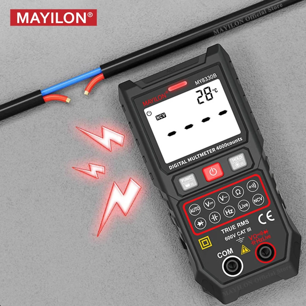 MAYILON Professional Digital Multimeter Electric Voltage Meter Resistance Tester Hz NCV LIVE Continuity Buzzer Multi Meter